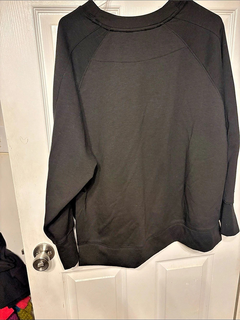 Zenana Long Sleeve Crewneck Sweatshirt with Side Pockets Black Large